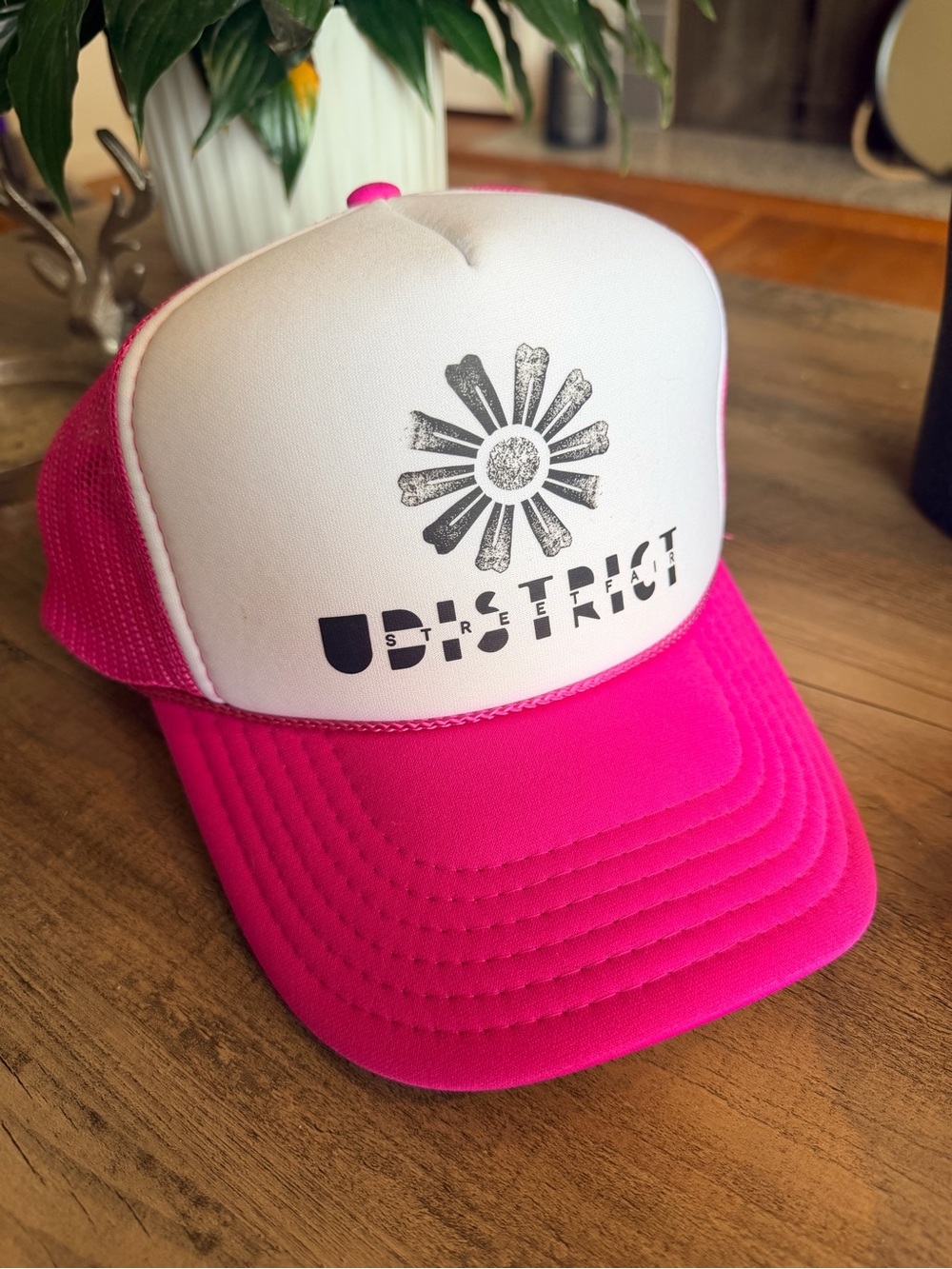 U-District Pink and White Trucker Hat